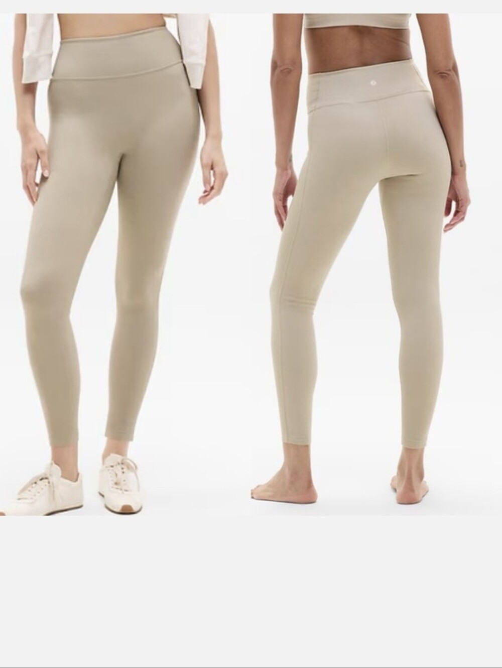 NWT Athleta S Ecru Ultra High-Rise Cotton Leggings Tights Yoga Dance Wicking